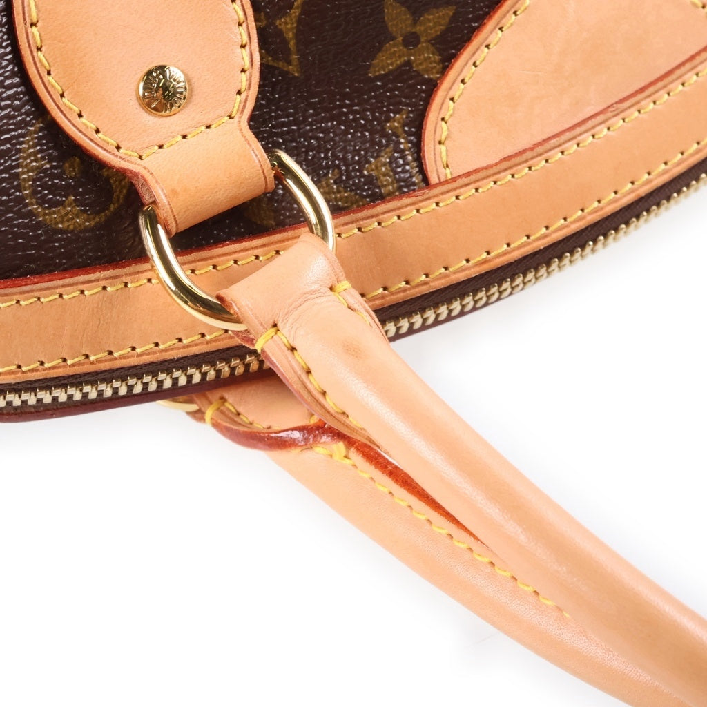 LOUIS VUITTON(ルイヴィトン) モノグラム ティボリPM ハンドバッグ ブラウン レザー×PVC M40143 ゴールド金具 レディース