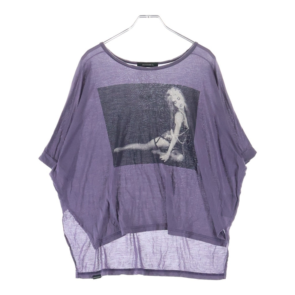 HYSTERIC GLAMOUR(ヒステリックグラマー) クルーネック プリント Tシャツ パープル コットン レディース