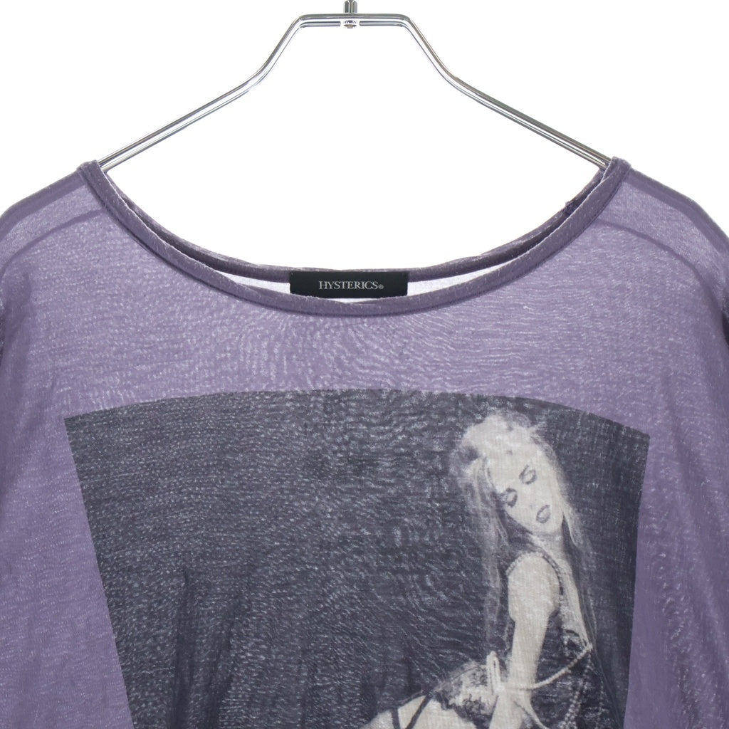 HYSTERIC GLAMOUR(ヒステリックグラマー) クルーネック プリント Tシャツ パープル コットン レディース
