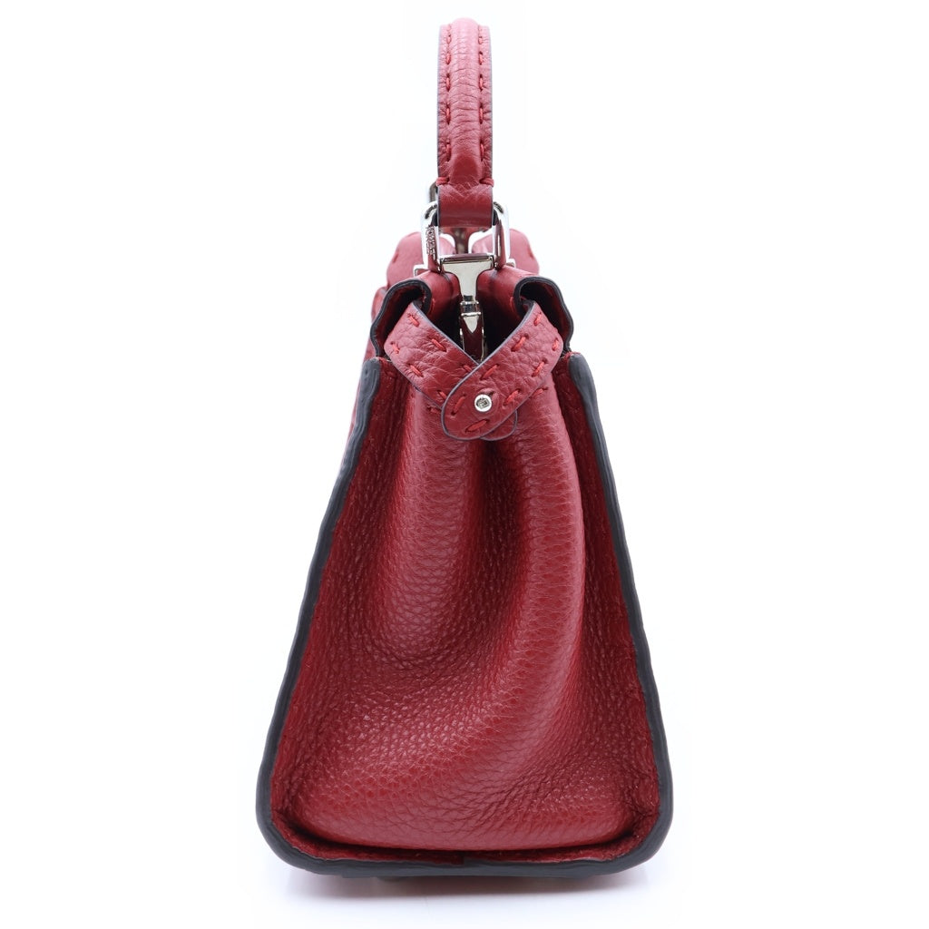 FENDI(フェンディ) ピーカブー ミニ セレリア レザー 2WAY ハンド ショルダーバッグ シルバー金具 レッド 8BN244 レディース
