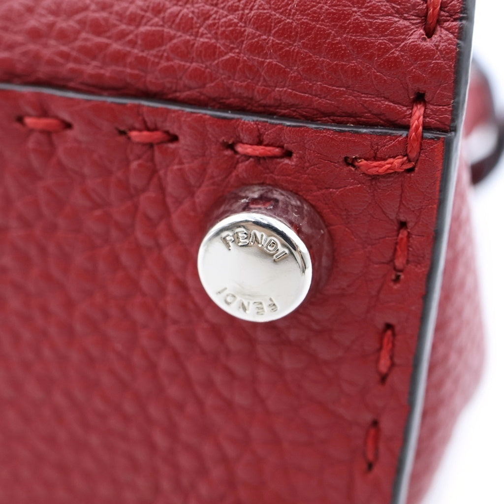 FENDI(フェンディ) ピーカブー ミニ セレリア レザー 2WAY ハンド ショルダーバッグ シルバー金具 レッド 8BN244 レディース