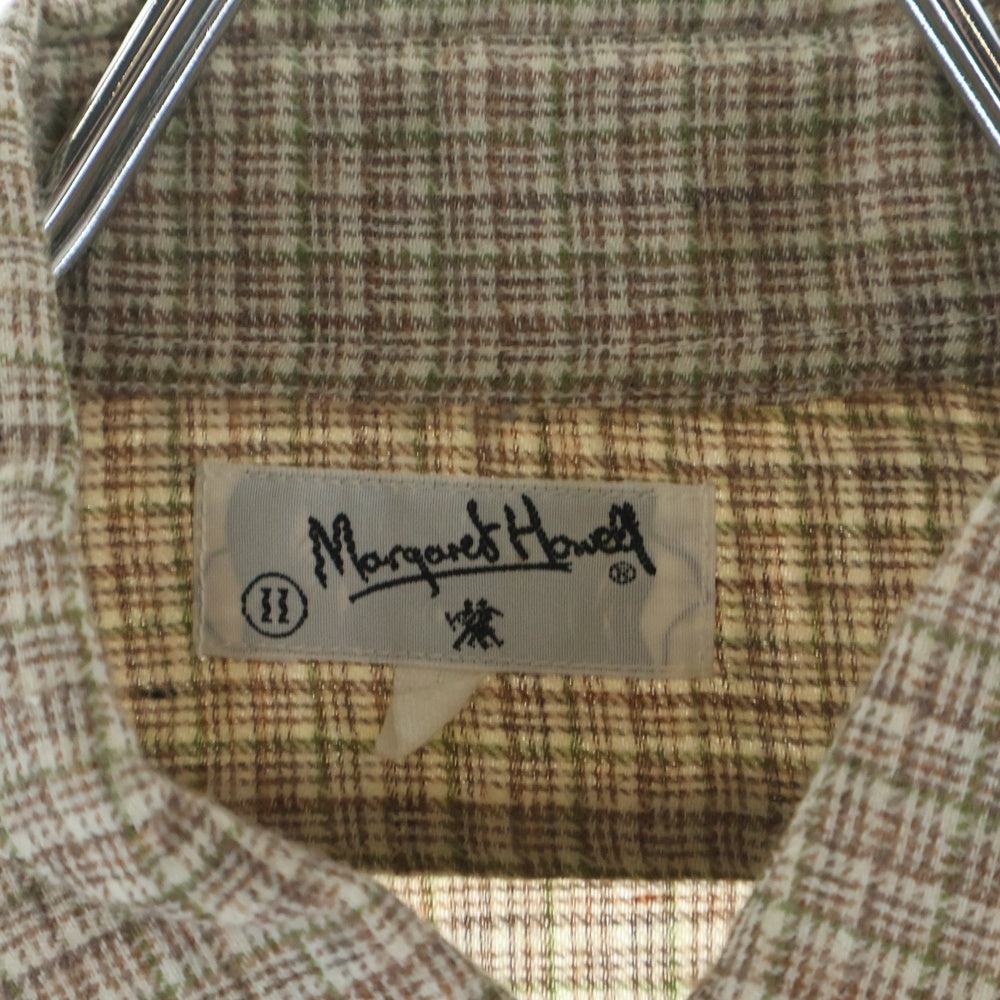 MARGARET HOWELL(マーガレットハウエル) チェック総柄 長袖シャツ ベージュ 2