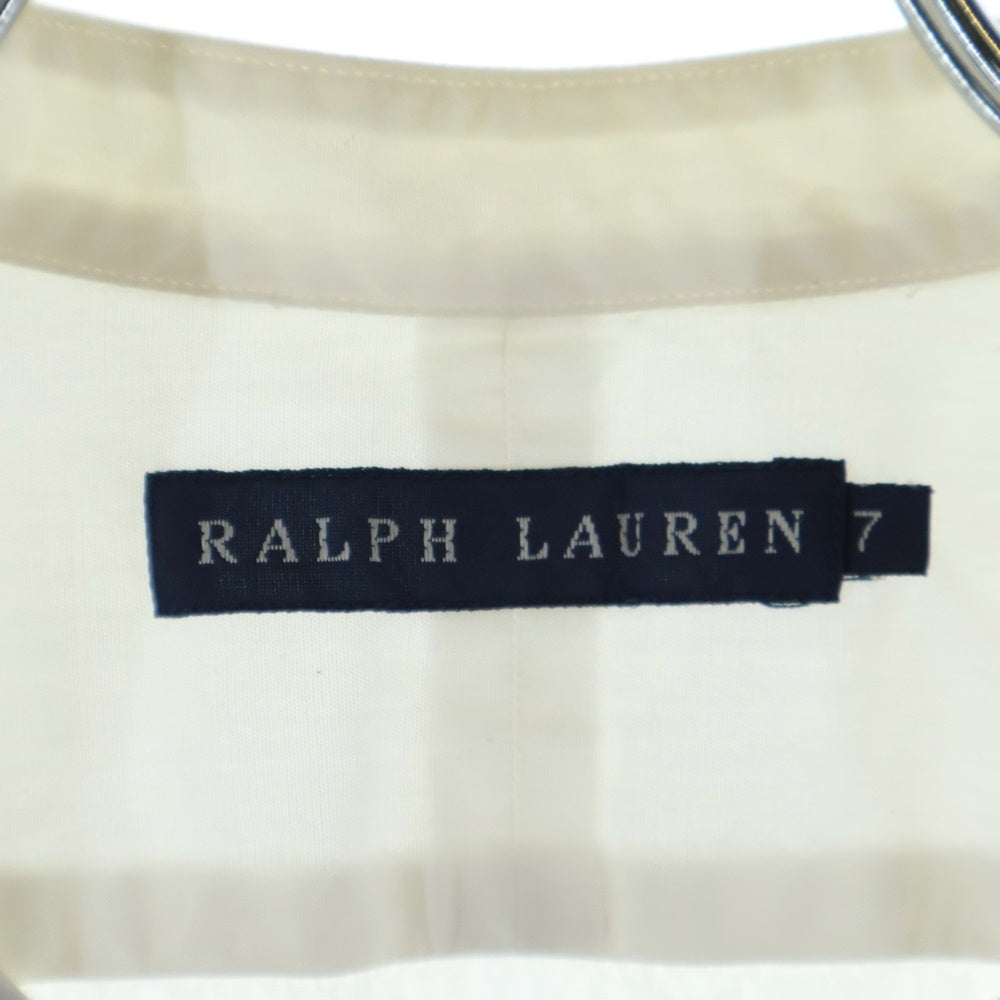 RALPH LAUREN(ラルフローレン) ストライプ切り替え スタンドカラー 長袖シャツ キッズ ホワイト/ネイビー 7