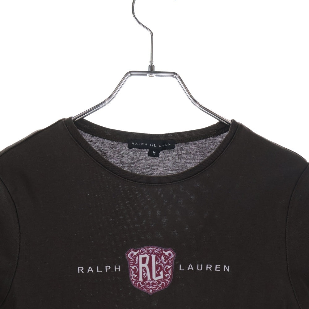 RALPH LAUREN(ラルフローレン) エンブレム ロゴプリント クルーネック 半袖Tシャツ カットソー ブラウン レディース