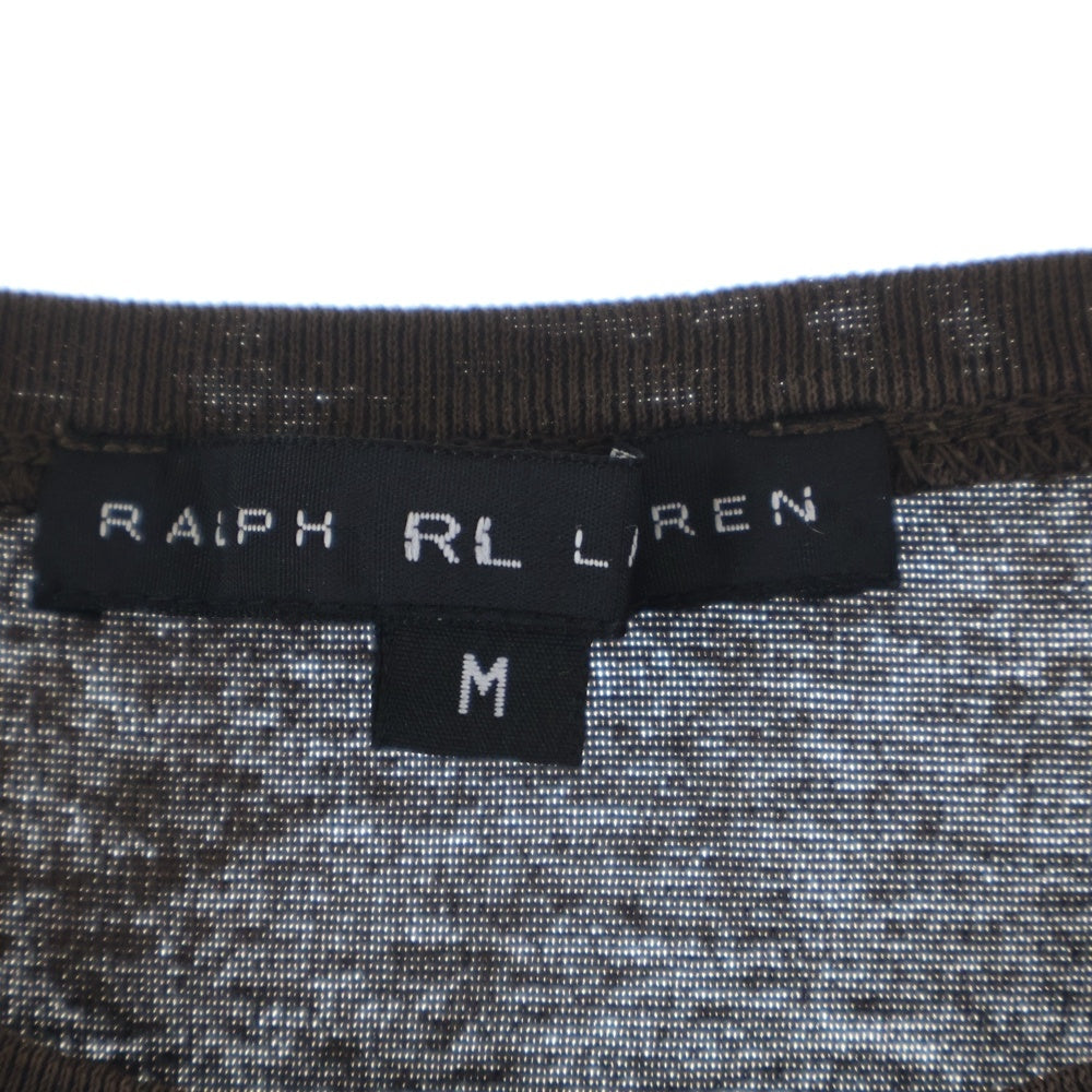 RALPH LAUREN(ラルフローレン) エンブレム ロゴプリント クルーネック 半袖Tシャツ カットソー ブラウン レディース