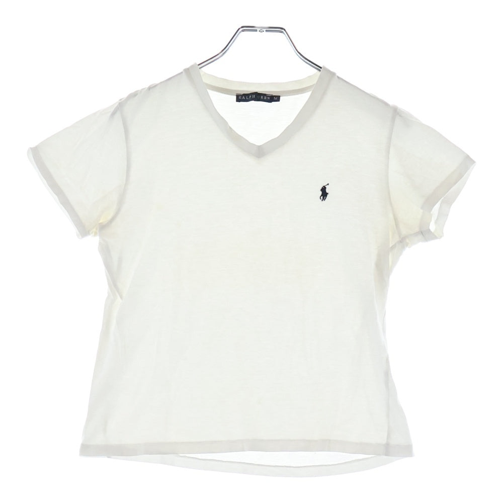 RALPH LAUREN(ラルフローレン) ワンポイントロゴ刺繍 クルーネック 半袖Tシャツ カットソー ホワイト レディース M