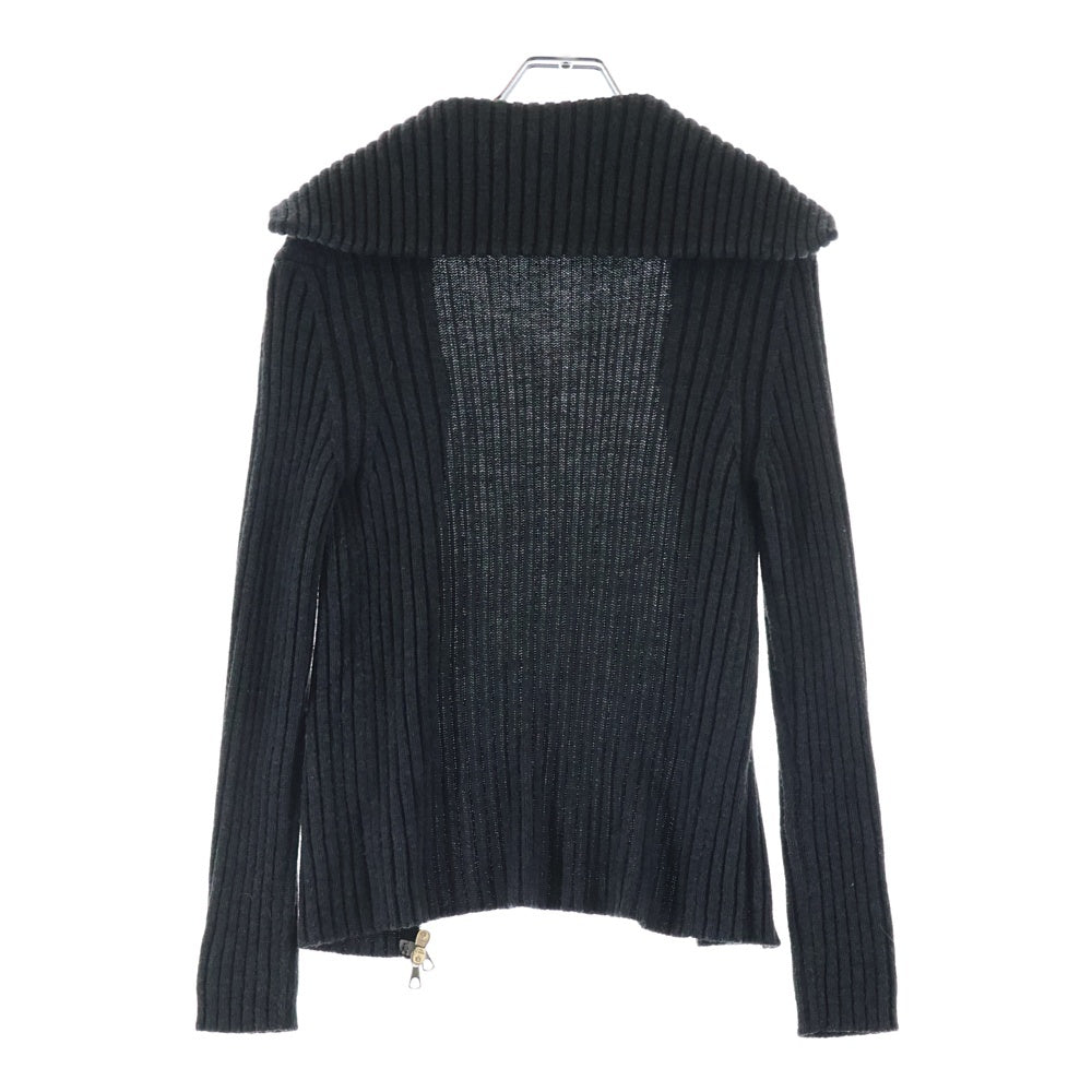 UNITED COLORS OF BENETTON ウール リブ ジップアップ ドライバーズニット ジャケット グレー レディース