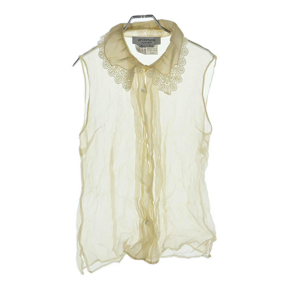 Max Mara(マックスマーラ) レース襟 シアー ノースリーブ シャツ ブラウス アイボリー レディース 38