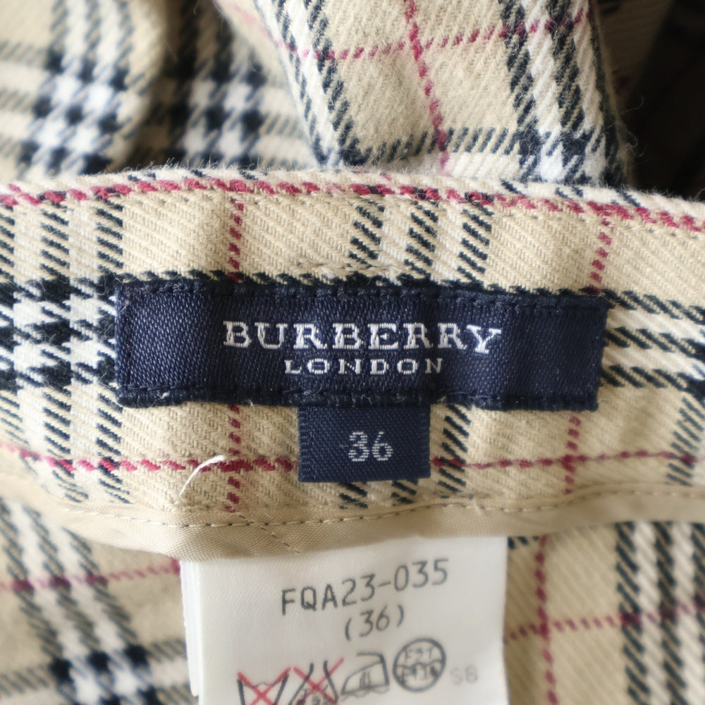 BURBERRY LONDON(バーバリーロンドン) ノバチェック総柄 テーパードパンツ ベージュ レディース 36