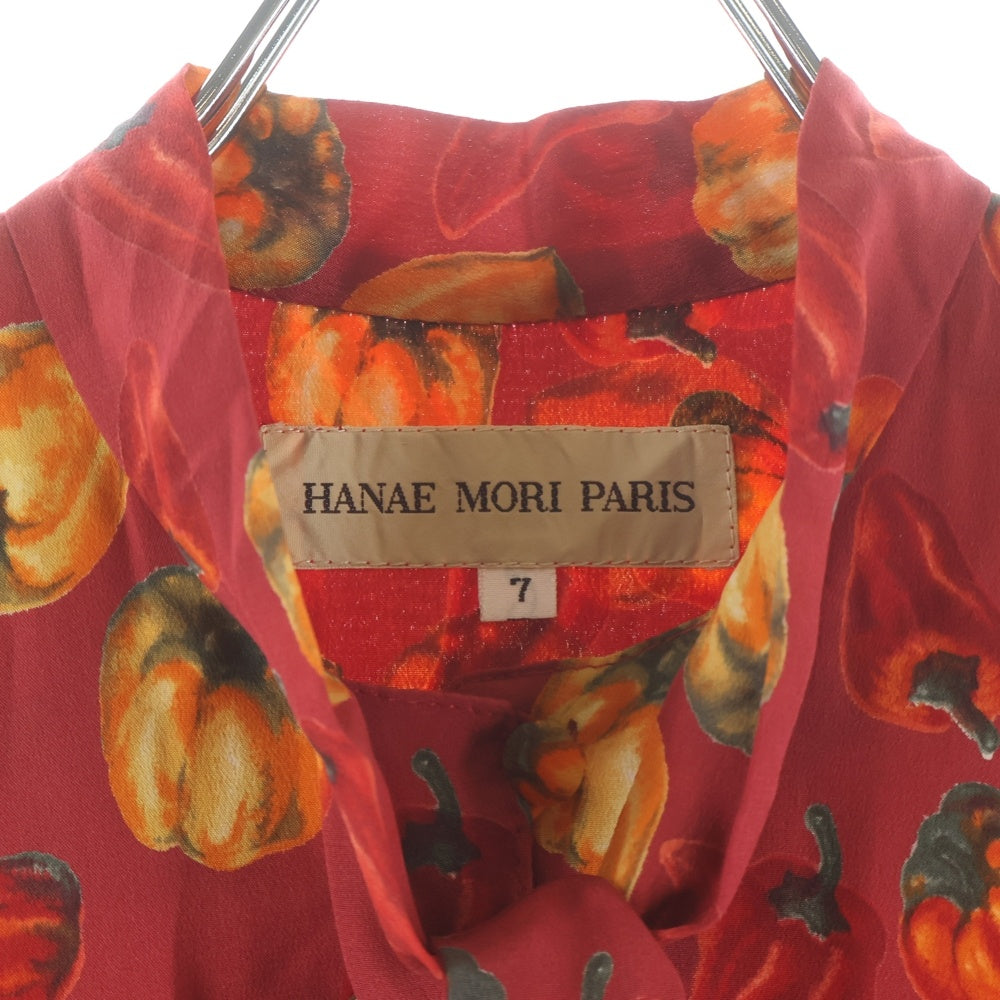 HANAE MORI(ハナエモリ) PARIS ハナエ モリ トウガラシ総柄プリント 長袖ロングワンピース レッド レディース 7 ベルト