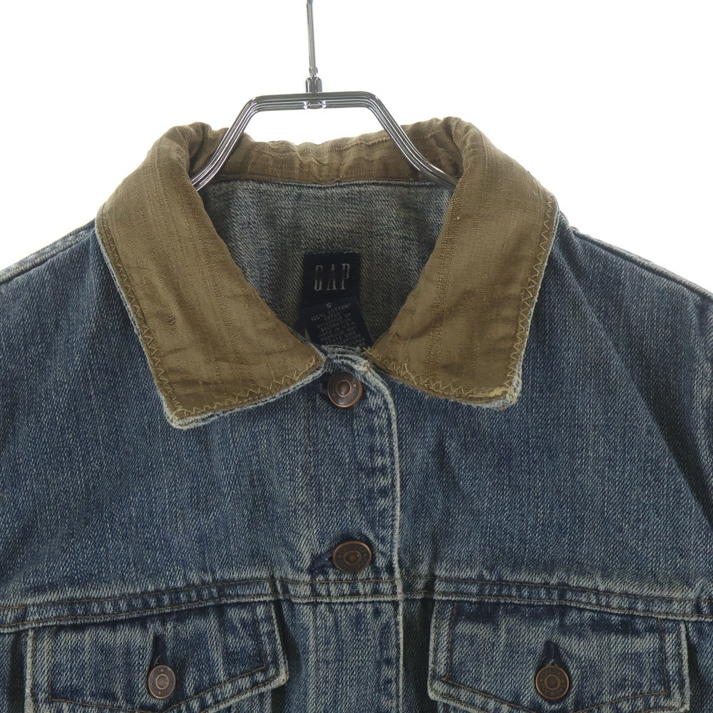 GAP(ギャップ) サテン切り替え デニム トラッカージャケット インディゴ レディース S