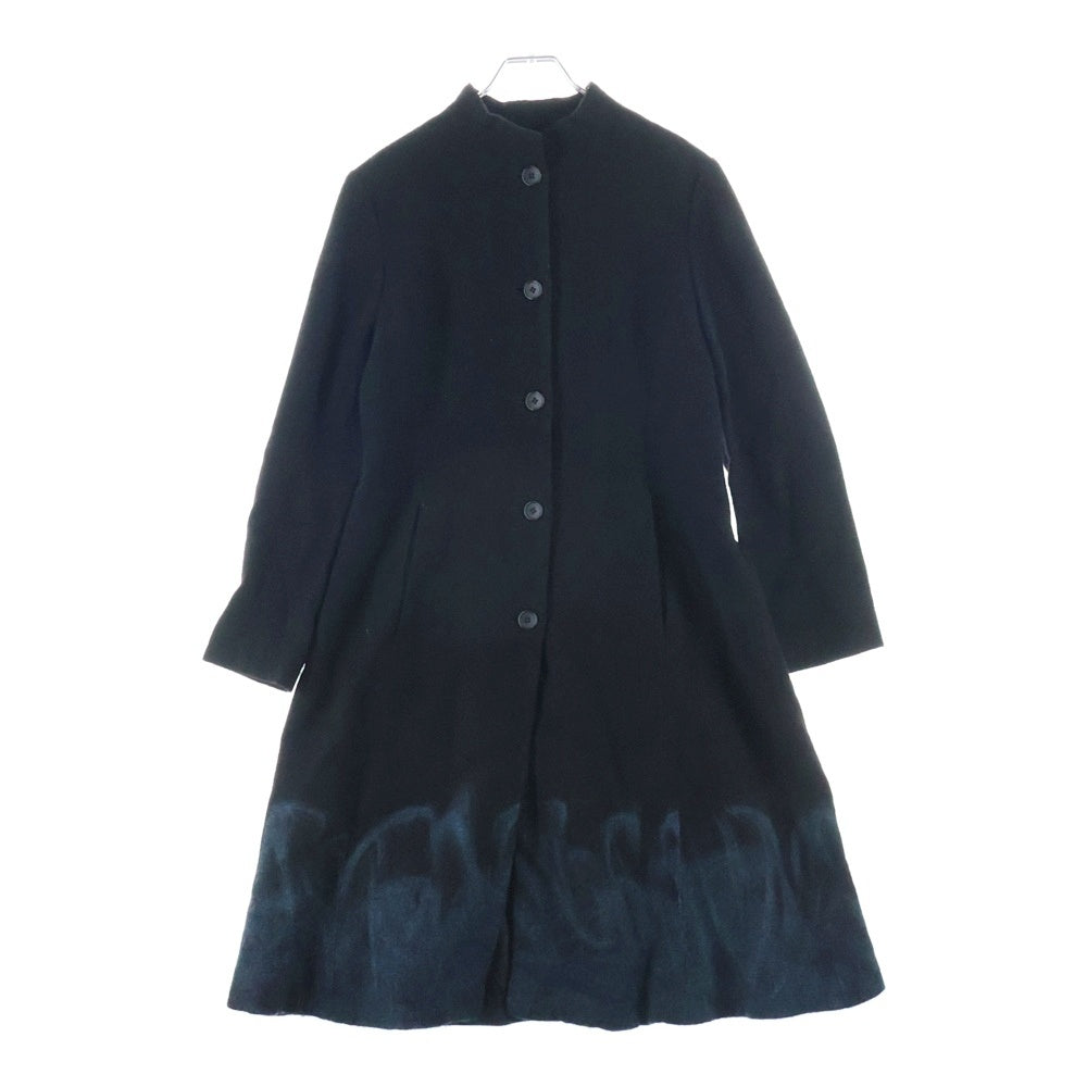 NO BRAND(ノーブランド) magniFico luna マニフィコルーナ 裾デザイン ウール スタンドカラー コート ブラック/ブルー レディース