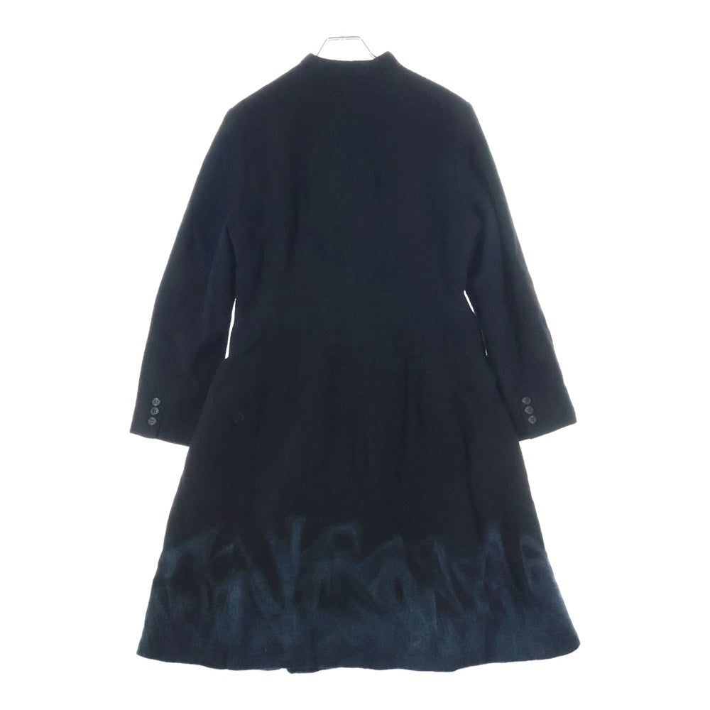 NO BRAND(ノーブランド) magniFico luna マニフィコルーナ 裾デザイン ウール スタンドカラー コート ブラック/ブルー レディース