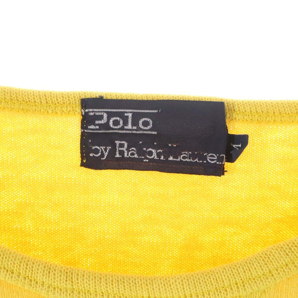 POLO RALPH LAUREN(ポロラルフローレン) ワンポイントロゴ刺繍 クルーネック ラグランスリーブ 半袖Tシャツ カットソー イエロー M