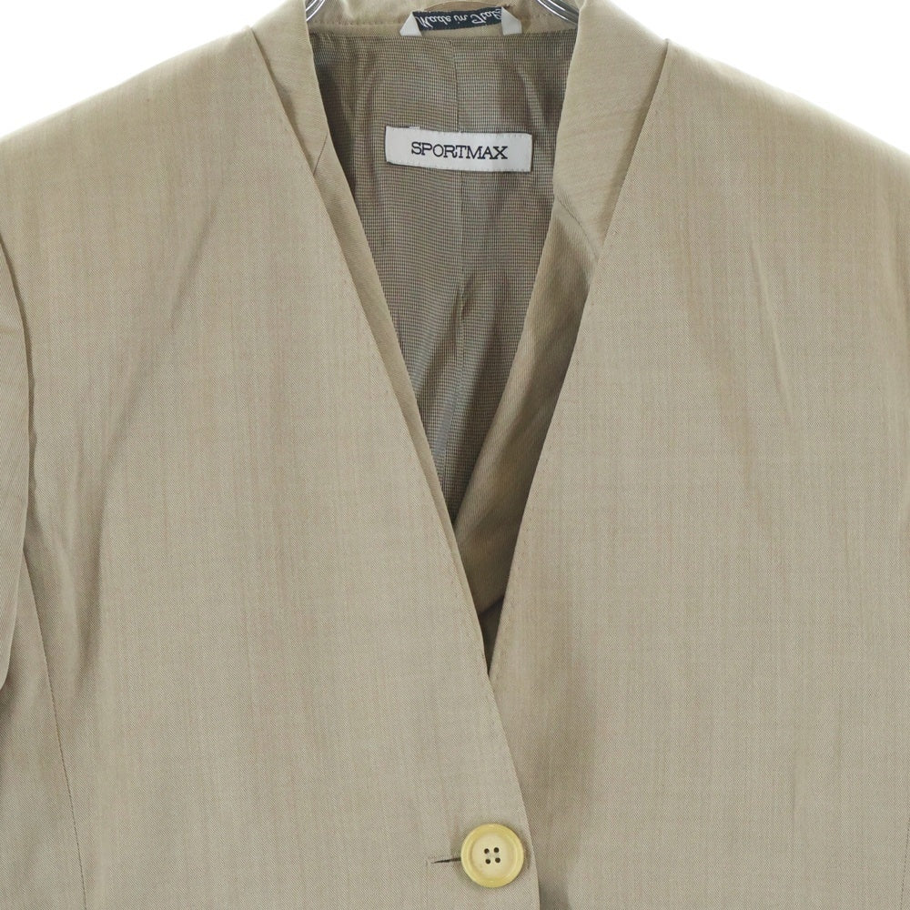 Max Mara(マックスマーラ) セット ナイロン混ウール ノーカラー3B テーラードジャケット テーラードカラー 5B ベスト ベージュ レディース 36