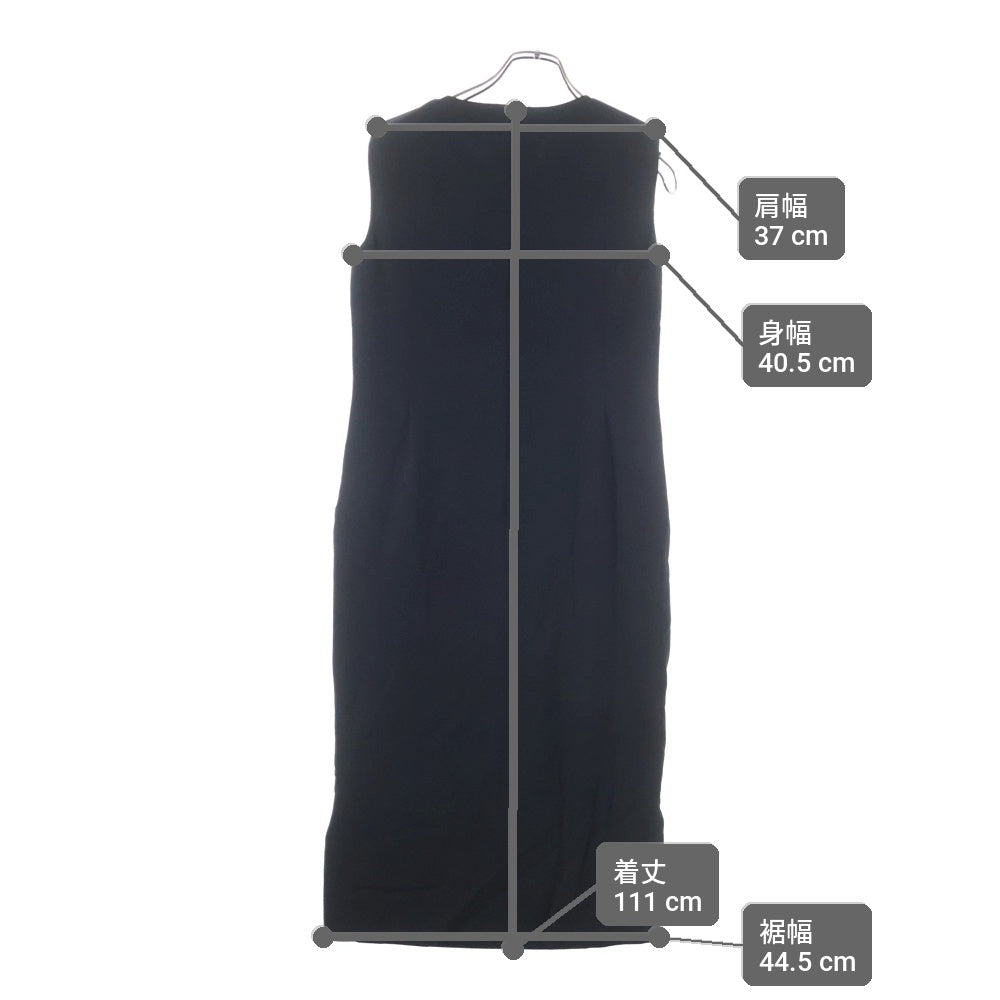 Pierre Cardin(ピエールカルダン) ウール ノーカラー ノースリーブ タイト ロング ワンピース ドレス ブラック レディース 7