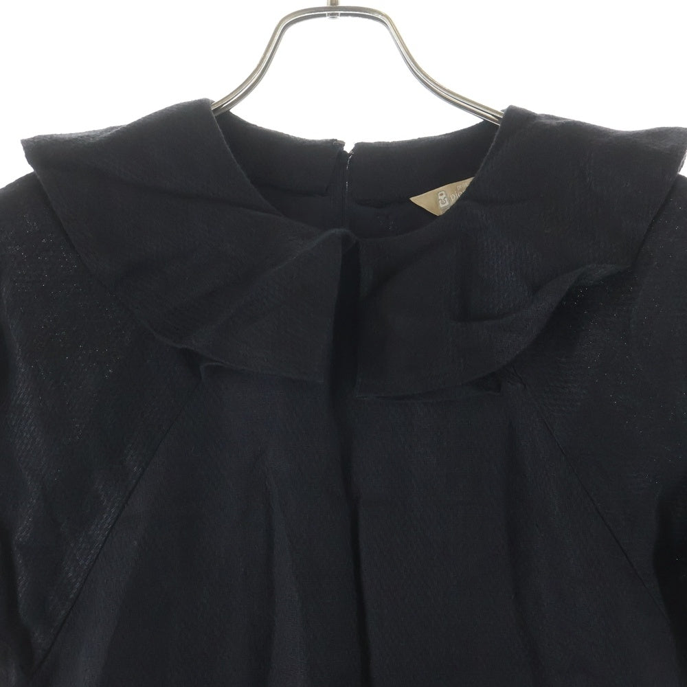 Pierre Cardin(ピエールカルダン) 襟付き ラグランスリーブ 半袖 ミディアムワンピース ブラック レディース 9