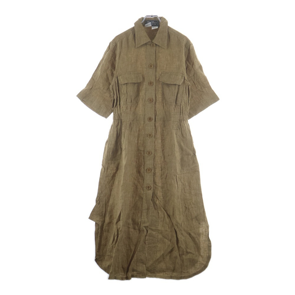 Weekend Max Mara(ウィークエンド マックスマーラ) リネン 半袖 ロング シャツワンピース ベージュ レディース 36
