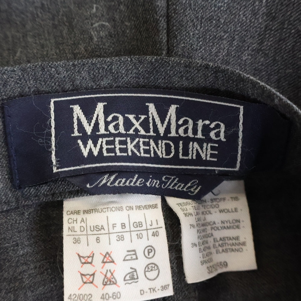 Weekend Max Mara(ウィークエンド マックスマーラ) ウール ノータック サイドジップ スラックスパンツ グレー レディース 36