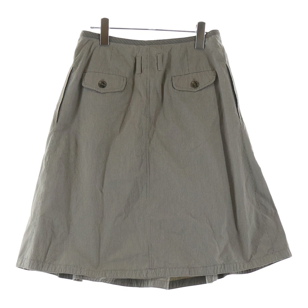Weekend Max Mara(ウィークエンド マックスマーラ) チェック総柄 ナイロン混 コットン ミディアム フレアスカート ベージュ レディース 34