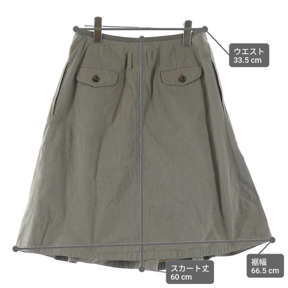 Weekend Max Mara(ウィークエンド マックスマーラ) チェック総柄 ナイロン混 コットン ミディアム フレアスカート ベージュ レディース 34