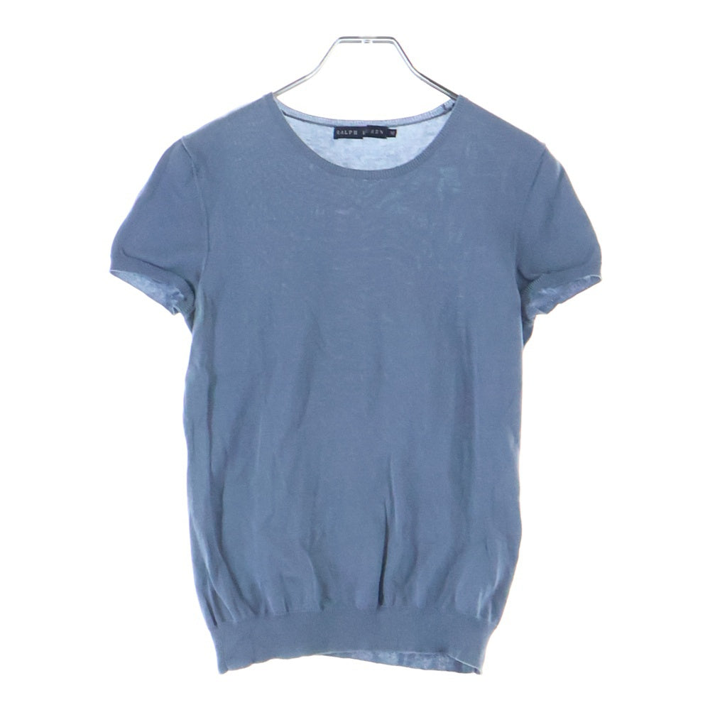 RALPH LAUREN(ラルフローレン) コットン クルーネック 半袖ニット カットソー ライトブルー レディース M