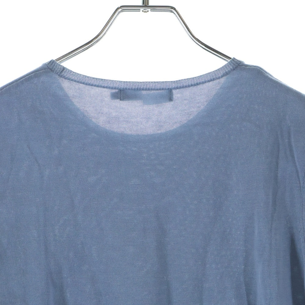 RALPH LAUREN(ラルフローレン) コットン クルーネック 半袖ニット カットソー ライトブルー レディース M