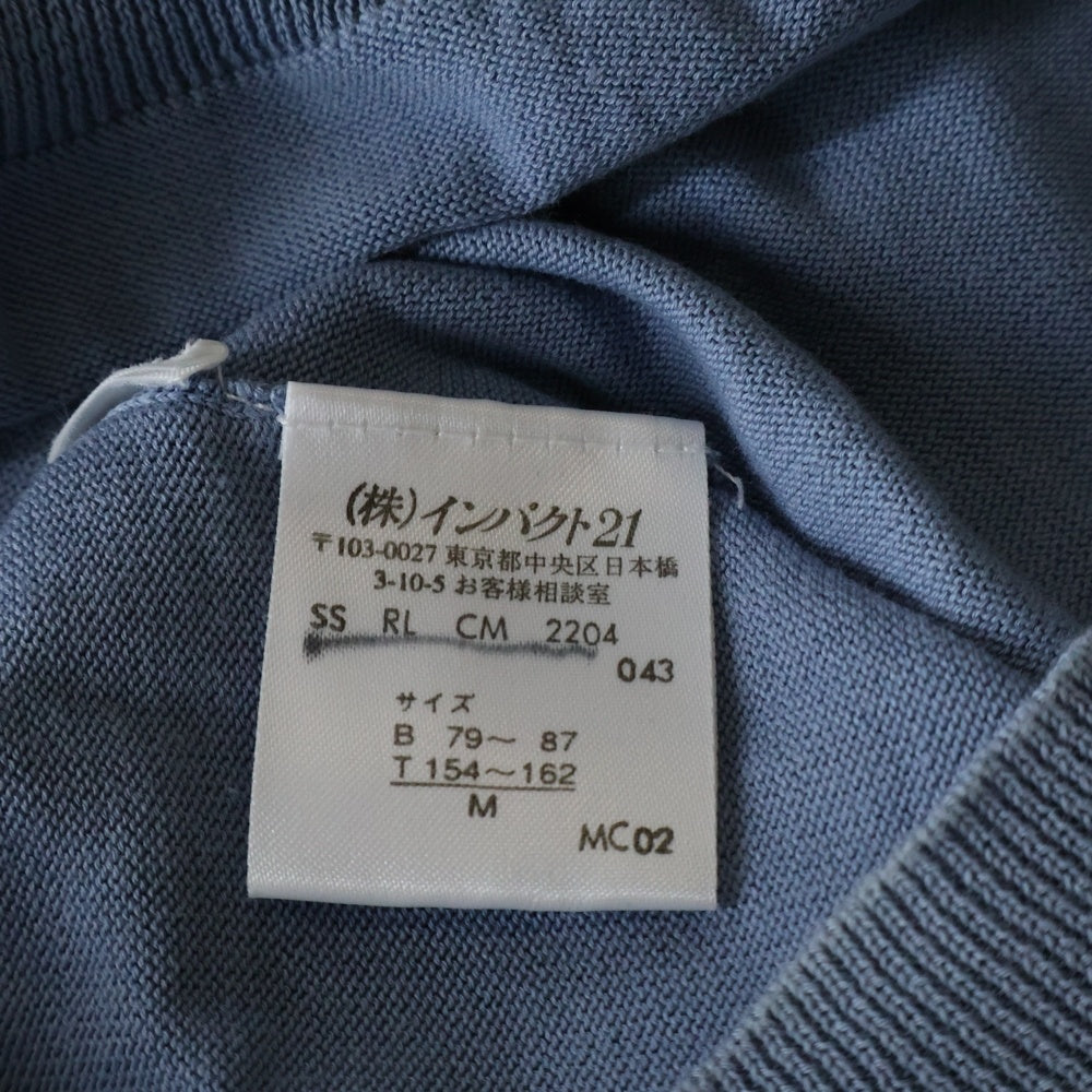 RALPH LAUREN(ラルフローレン) コットン クルーネック 半袖ニット カットソー ライトブルー レディース M