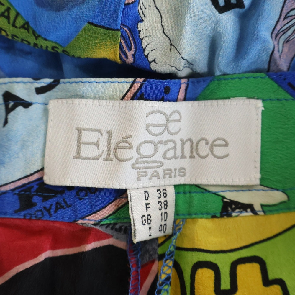 Elegance(エレガンス) 総柄プリント シルク ハーフ ショートパンツ ショーツ ブルー レディース 36