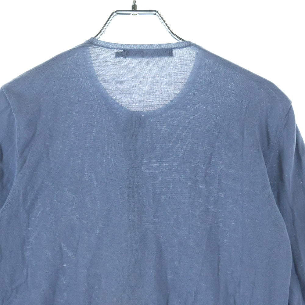 RALPH LAUREN(ラルフローレン) ワンポイントロゴ刺繍 クルーネック 長袖ニット カーディガン ライトブルー レディース M