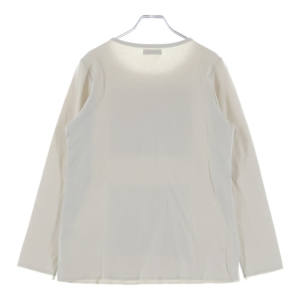 HIROKO KOSHINO(ヒロコ コシノ) スクエアプリント シアー パワーネット レイヤード クルーネック ロングスリーブ 長袖Tシャツ カットソー ベージュ レディース M