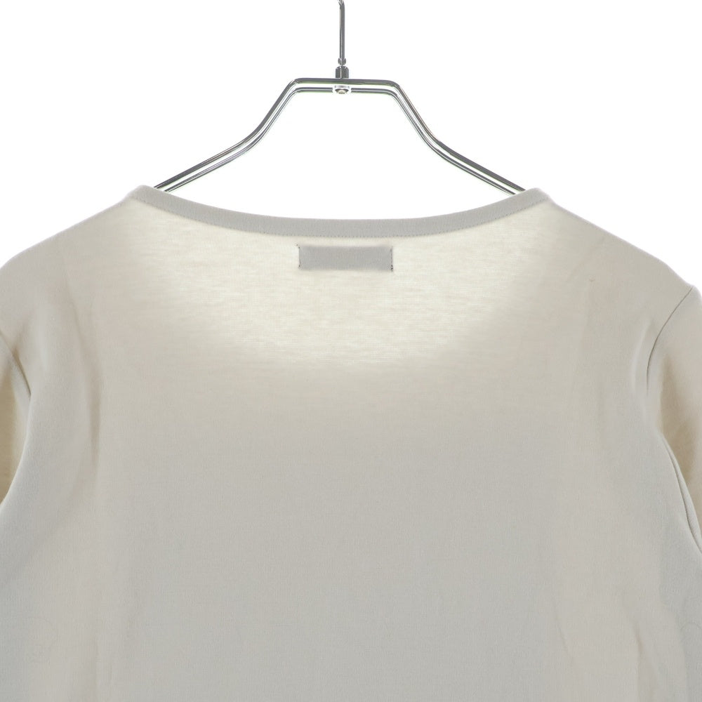 HIROKO KOSHINO(ヒロコ コシノ) スクエアプリント シアー パワーネット レイヤード クルーネック ロングスリーブ 長袖Tシャツ カットソー ベージュ レディース M