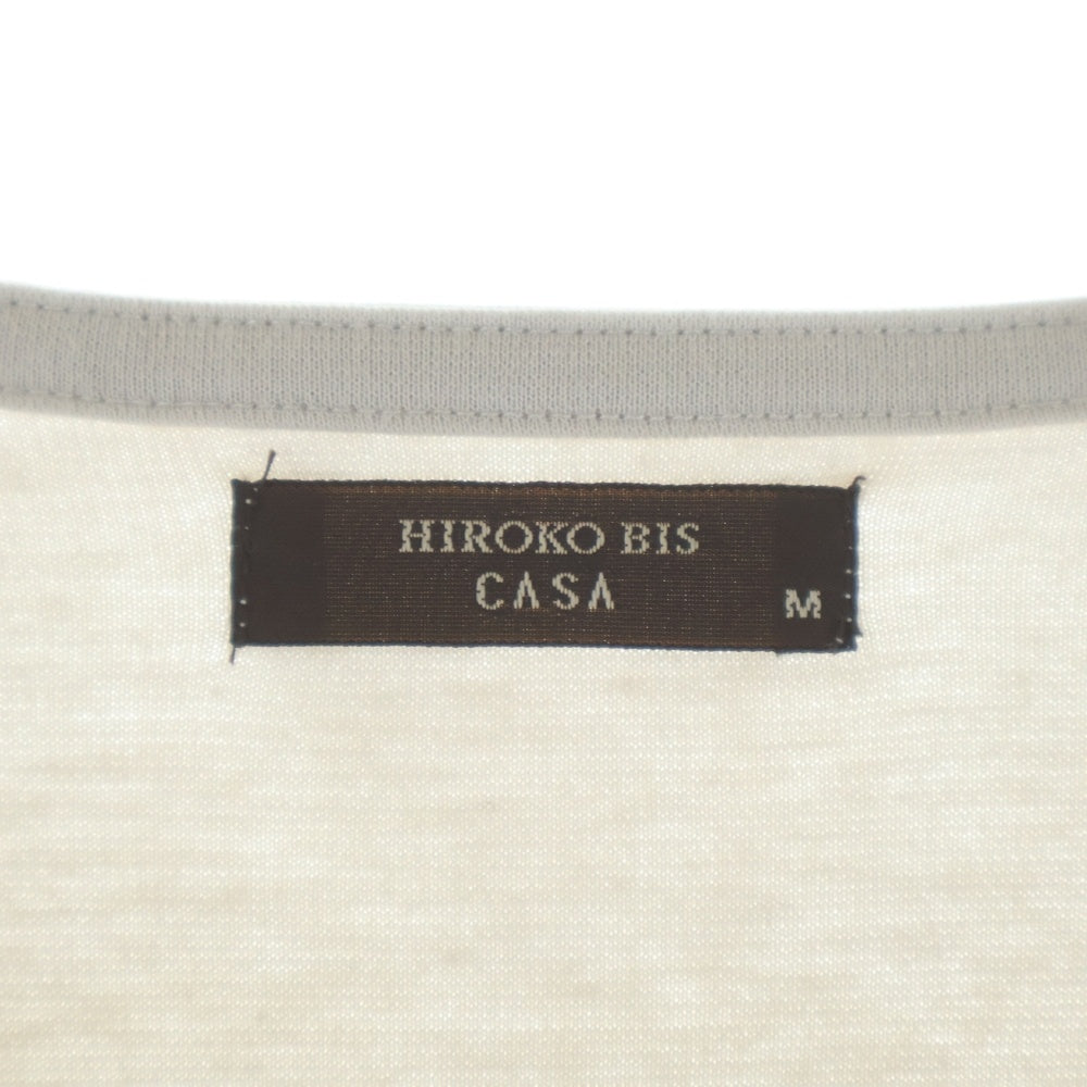 HIROKO KOSHINO(ヒロコ コシノ) スクエアプリント シアー パワーネット レイヤード クルーネック ロングスリーブ 長袖Tシャツ カットソー ベージュ レディース M