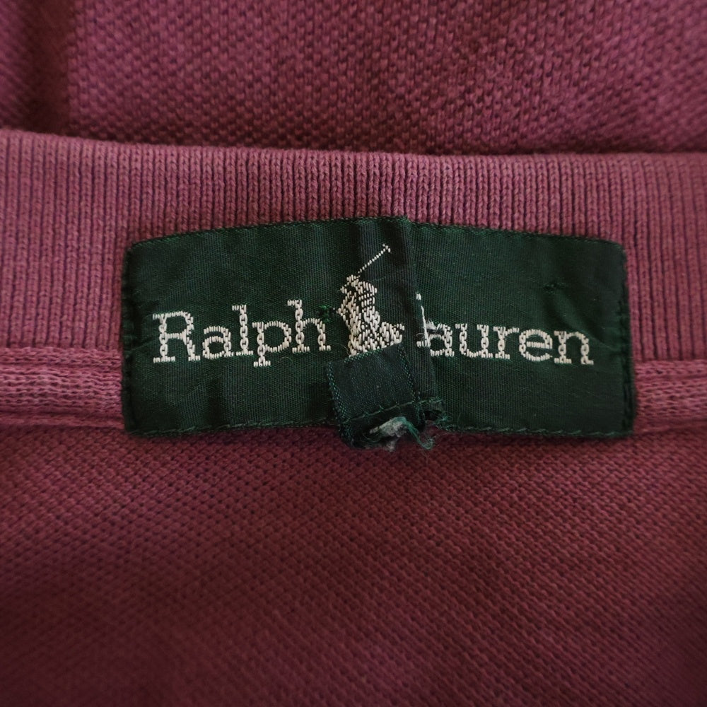 RALPH LAUREN(ラルフローレン) ワンポイントロゴ刺繍 長袖ポロシャツ パープル M