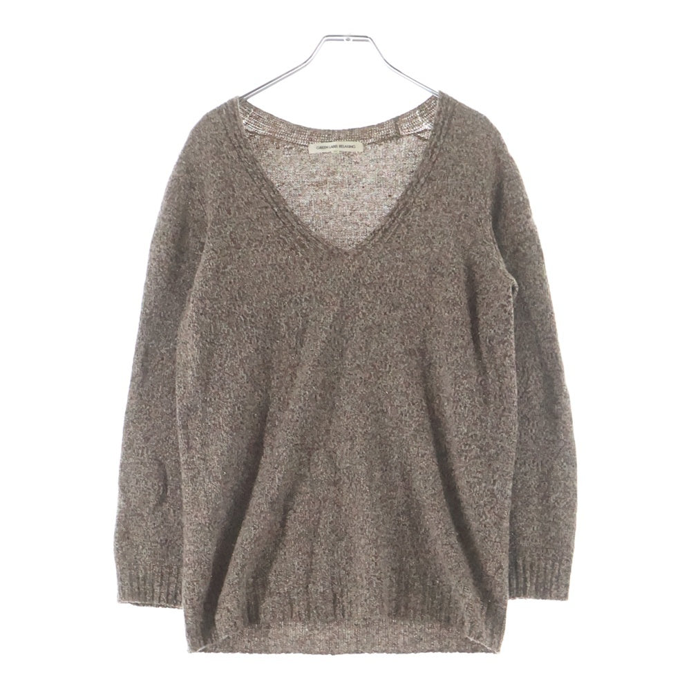 UNITED ARROWS green label relaxing(グリーンレーベル リラクシング) ウール ラメ ニット Vネック プルオーバー 長袖ニット セーター ブラウン レディース 38