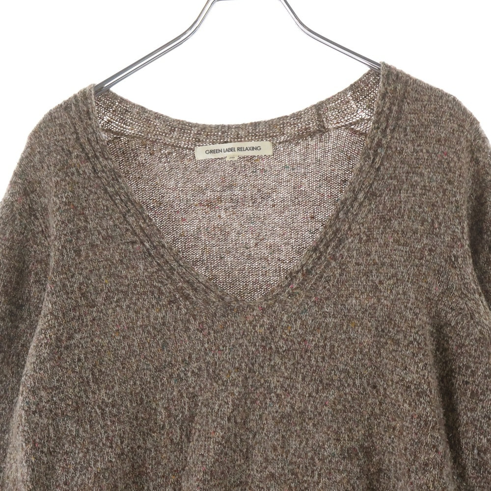 UNITED ARROWS green label relaxing(グリーンレーベル リラクシング) ウール ラメ ニット Vネック プルオーバー 長袖ニット セーター ブラウン レディース 38