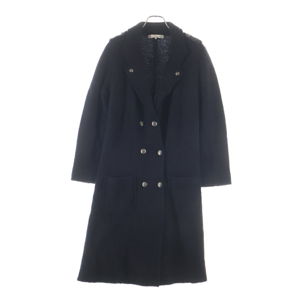 NO BRAND(ノーブランド) i BLUES CLUB イブルース クラブ ウール クラウンボタン ダブルブレスト コート ブラック レディース M