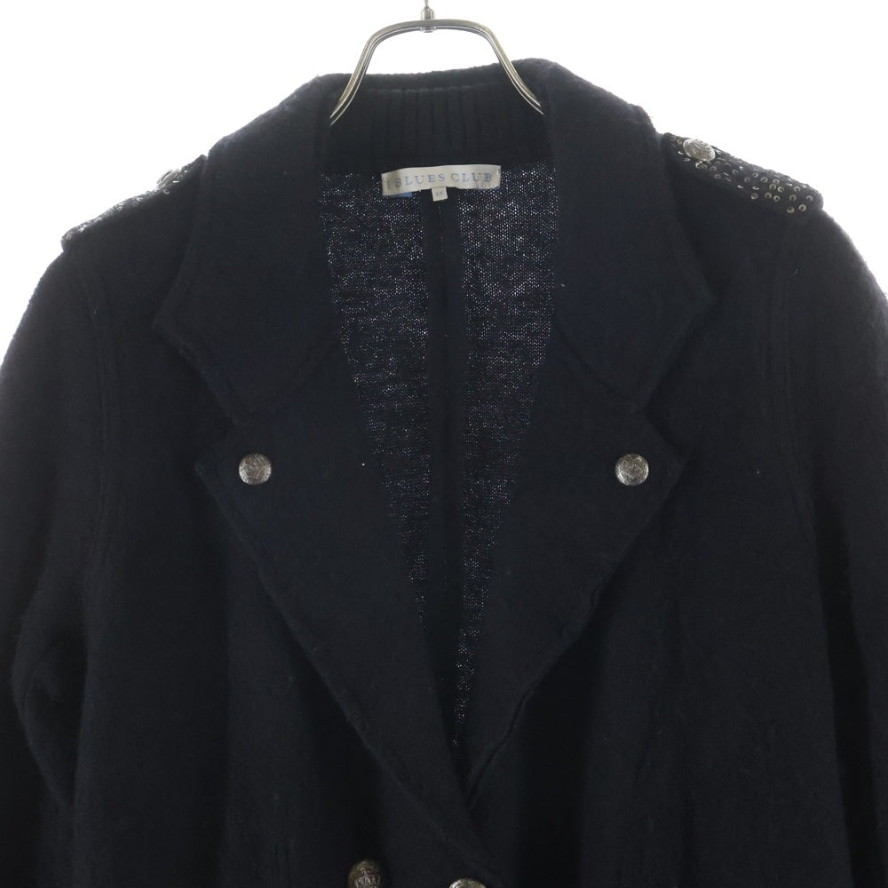 NO BRAND(ノーブランド) i BLUES CLUB イブルース クラブ ウール クラウンボタン ダブルブレスト コート ブラック レディース M
