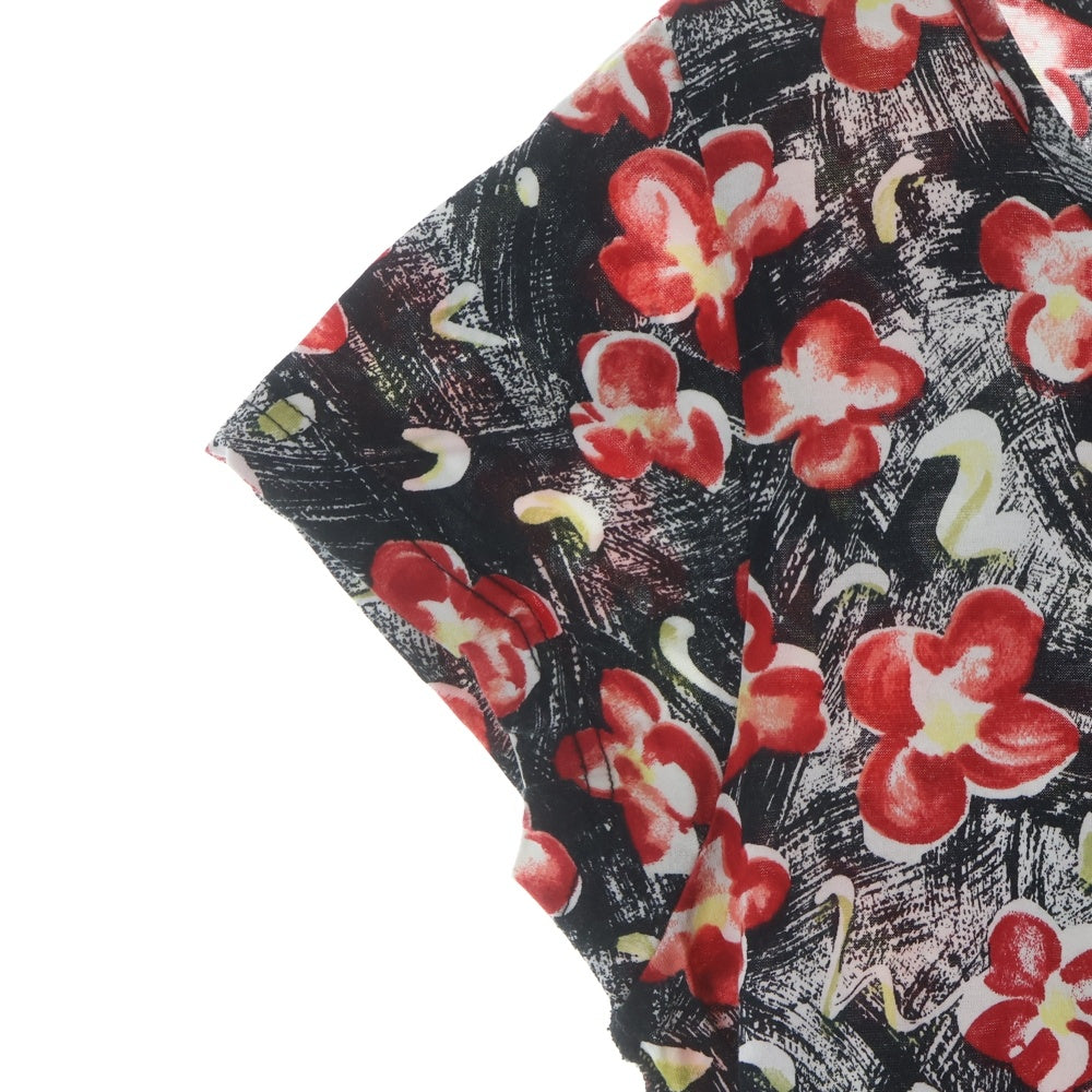 SONIA RYKIEL(ソニアリキエル) フラワー総柄プリント 半袖 ロング フレアワンピース ブラック/レッド レディース M