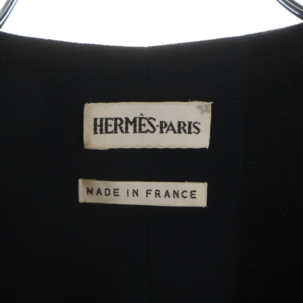 HERMES(エルメス) マルジェラ期 ノーカラー テーラード ジャケット ブラック レディース