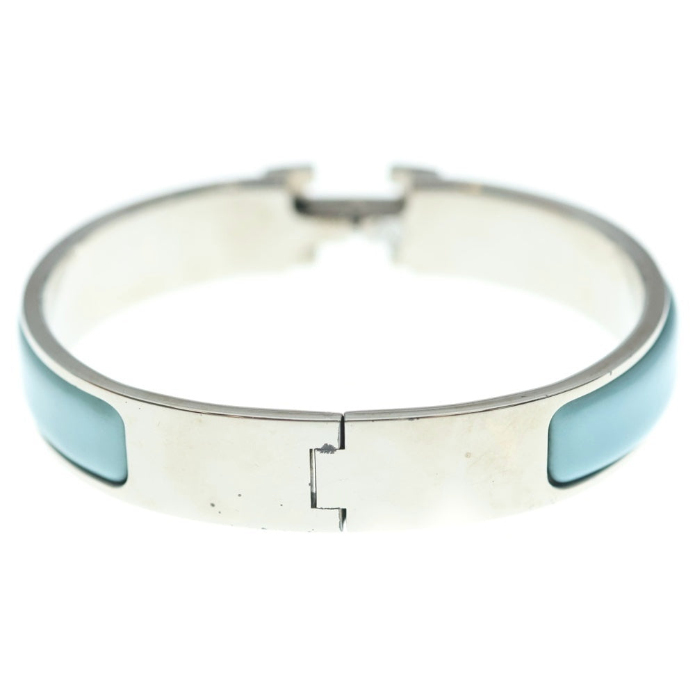 HERMES(エルメス) クリックH ロゴ エナメル バングル ブレスレット シルバー/ライトブルー レディース