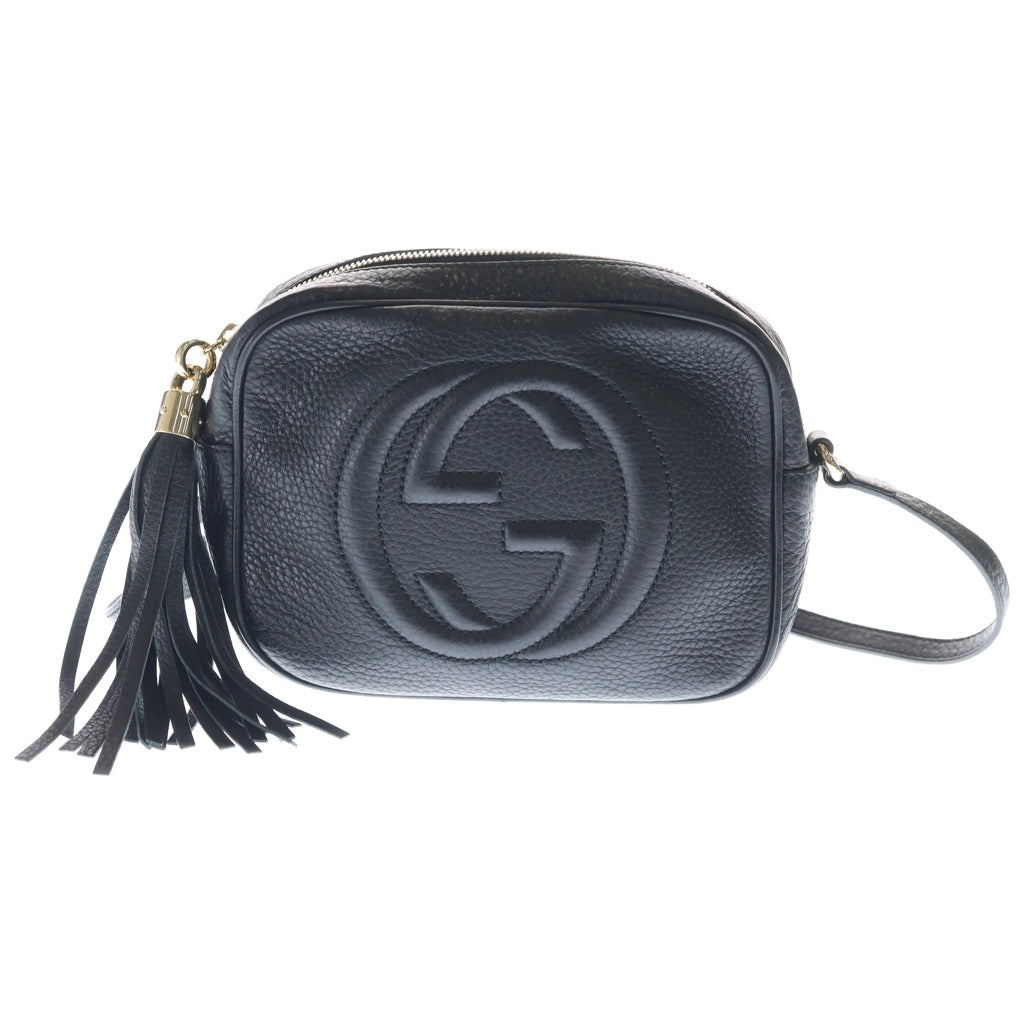 GUCCI(グッチ) ソーホー スモールディスコ レザー ショルダーバッグ ゴールド金具 ブラック 308364 308364 レディース
