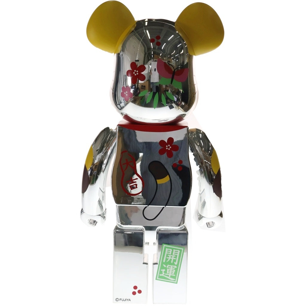 BE@RBRICK(ベアブリック) ×不二家 ペコちゃん 招き猫 福銀メッキ 1000% フィギュア シルバー 箱
