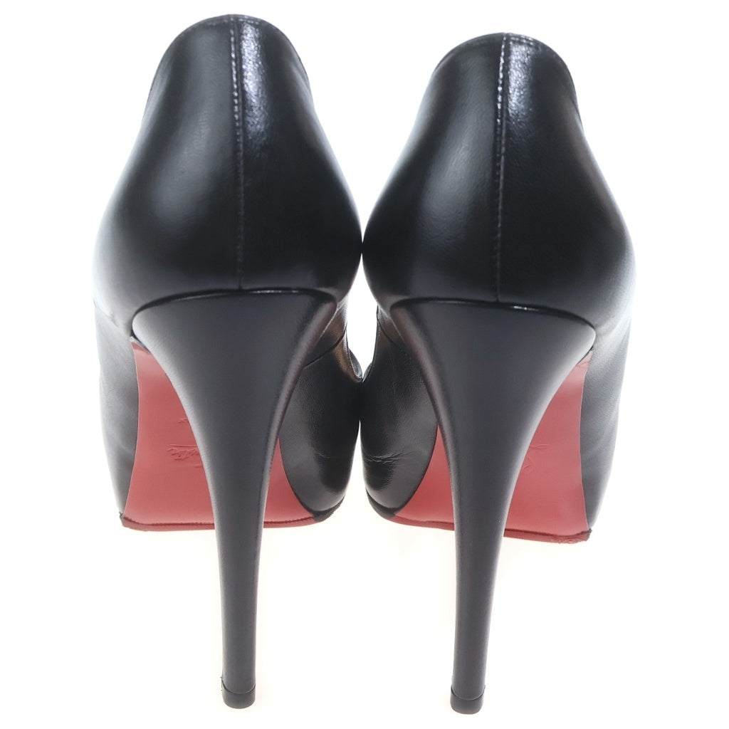 CHRISTIAN LOUBOUTIN(クリスチャンルブタン) ■クリスチャンルブタン レザーピープトゥパンプス 39.5 ブラック×レッド レディース