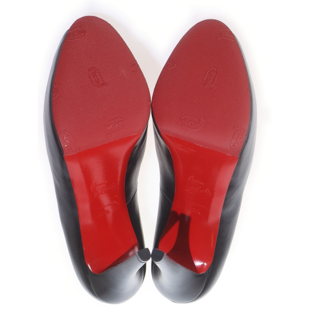 CHRISTIAN LOUBOUTIN(クリスチャンルブタン) ■クリスチャンルブタン レザーピープトゥパンプス 39.5 ブラック×レッド レディース