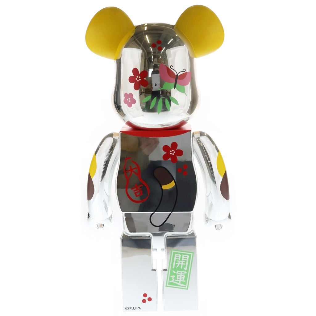 BE@RBRICK(ベアブリック) ×不二家 ペコちゃん 招き猫 福銀メッキ 1000% フィギュア 人形 シルバー