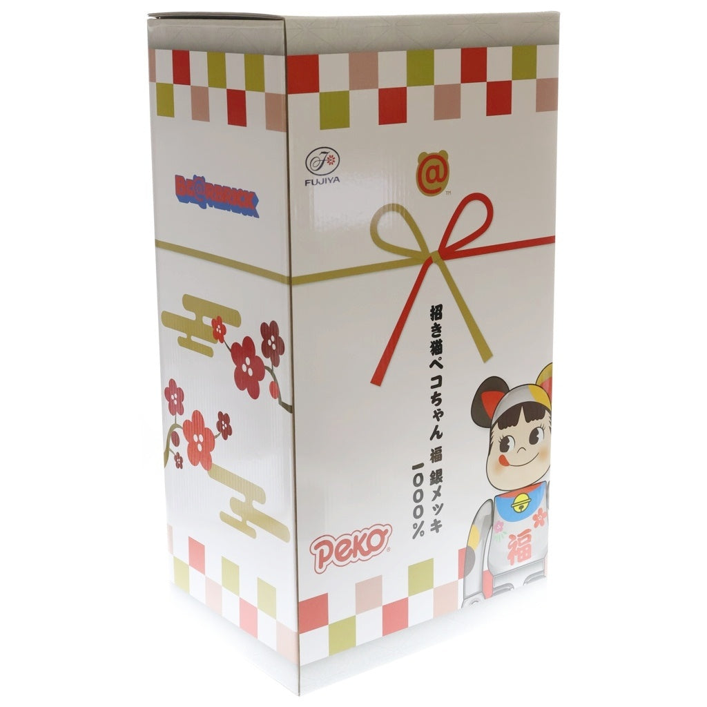 BE@RBRICK(ベアブリック) ×不二家 ペコちゃん 招き猫 福銀メッキ 1000% フィギュア 人形 シルバー