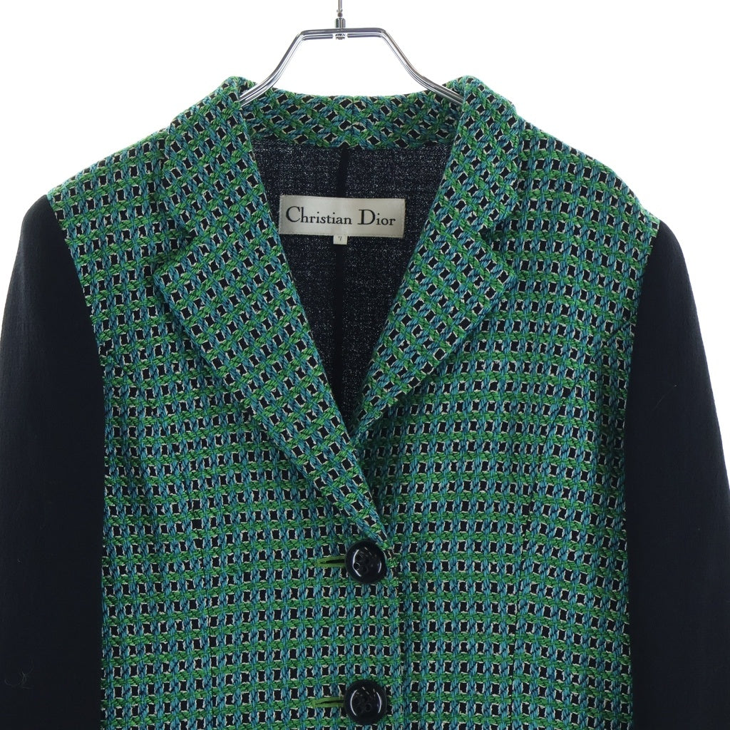Christian Dior(クリスチャンディオール) ■切り替えデザインツイードテーラードジャケット ヴィンテージ グリーン #7 レディース