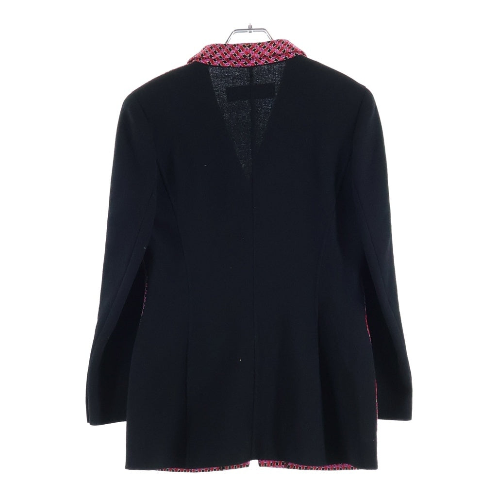 Christian Dior(クリスチャンディオール) 切り替えデザインツイードテーラードジャケット ヴィンテージ ブラック/ピンク# レディース