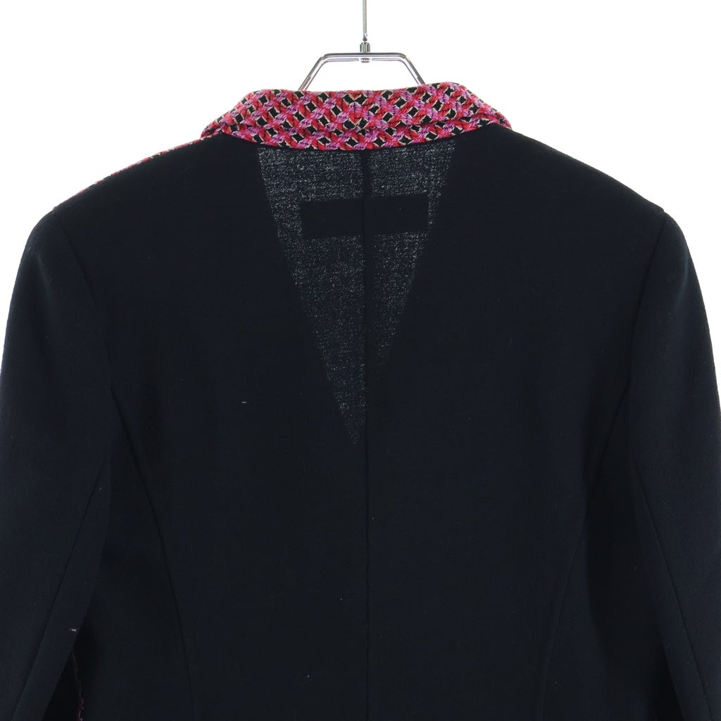 Christian Dior(クリスチャンディオール) 切り替えデザインツイードテーラードジャケット ヴィンテージ ブラック/ピンク# レディース